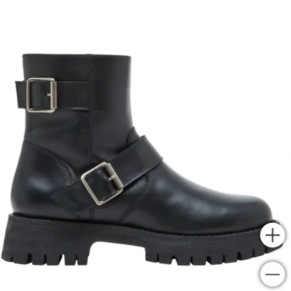 Steve Madden Black Leather Combat Boots-NIB - Picture 1 of 5